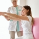 Balance training in a physiotherapy session.