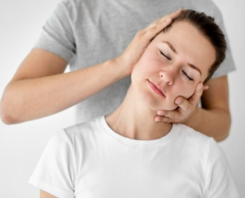 A physical therapist applying manual therapy.