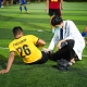 Soccer player injured on a soccer field