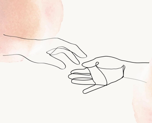 Hands draw connection